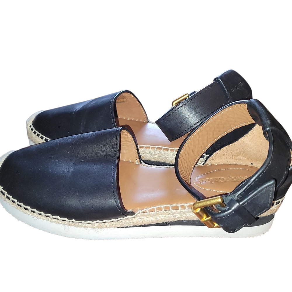 See By Chloe Black Espadrille Sandals Size 37 - Picture 4 of 7